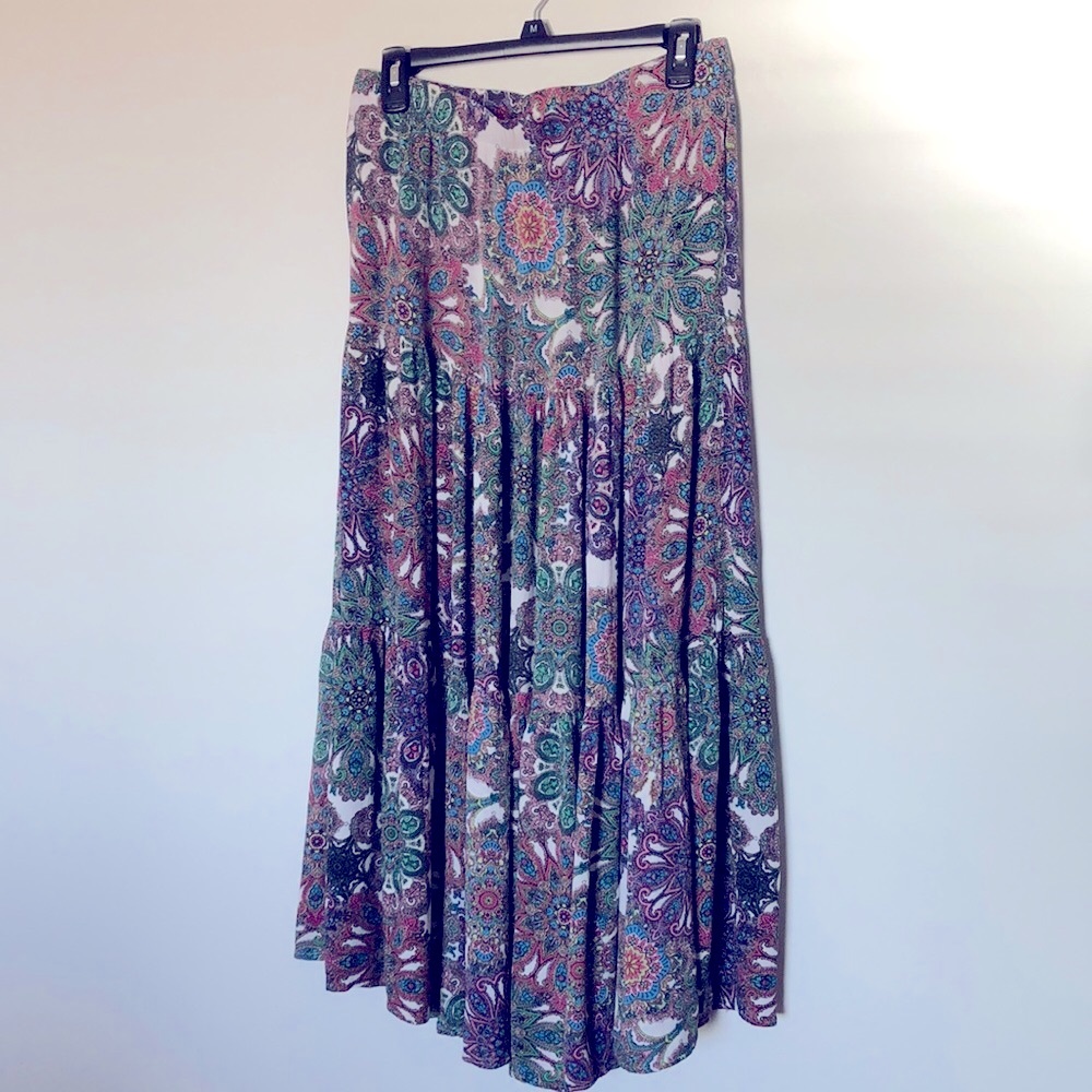 Lavender multicolored tiered skirt by Scoop